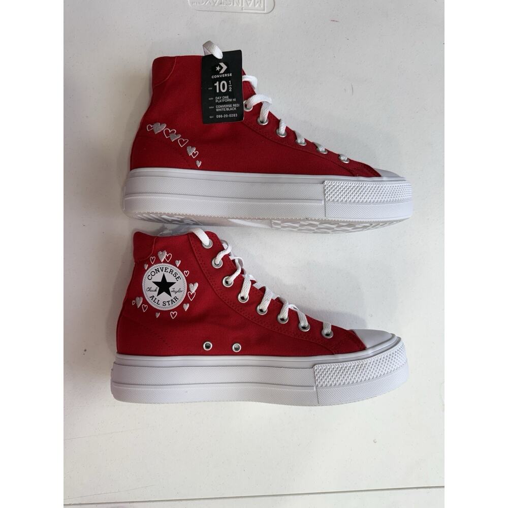 Converse Chuck Taylor All Star Move Red Heart Platform High Top Sz 10.5 NWT - Picture 2 of 6
